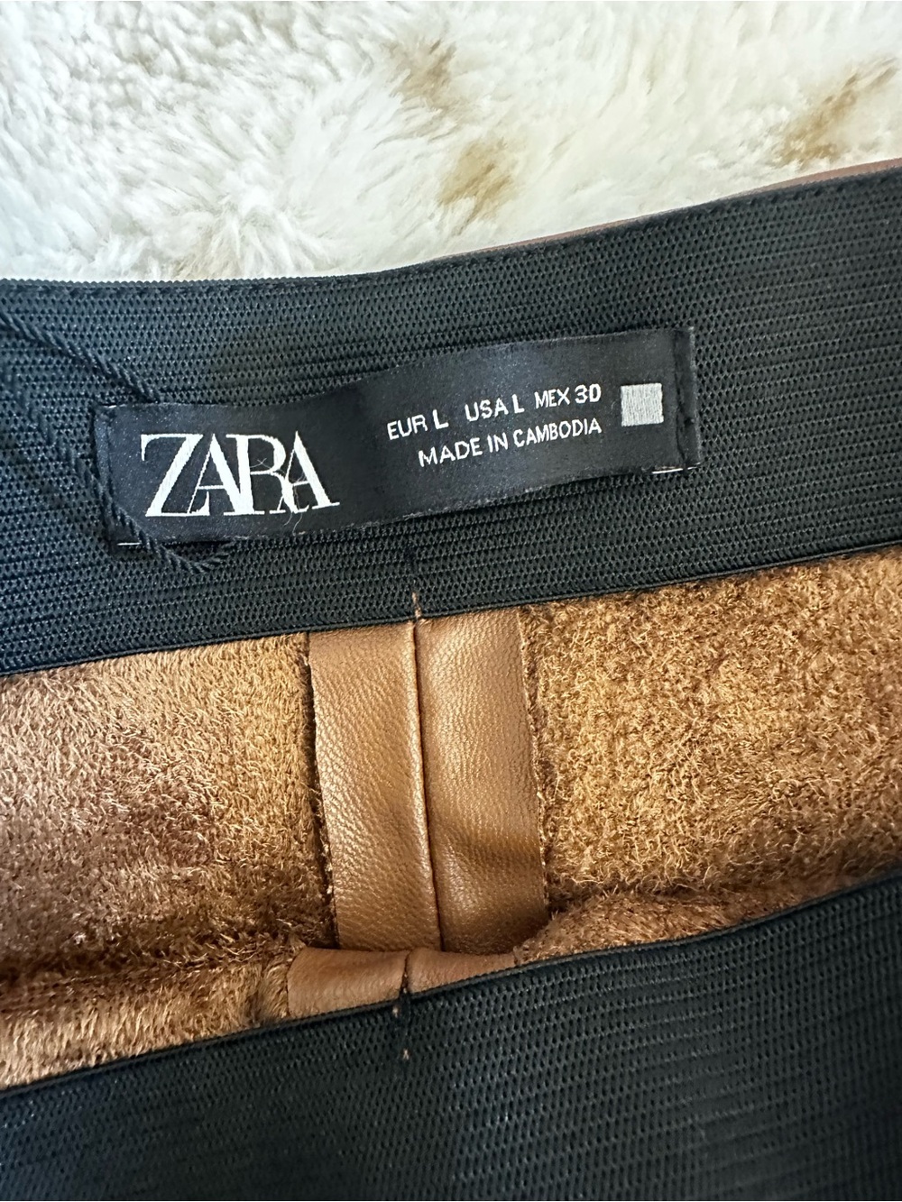 Zara Chestnut Brown Faux Leather Tapered Pants - Picture 6 of 10